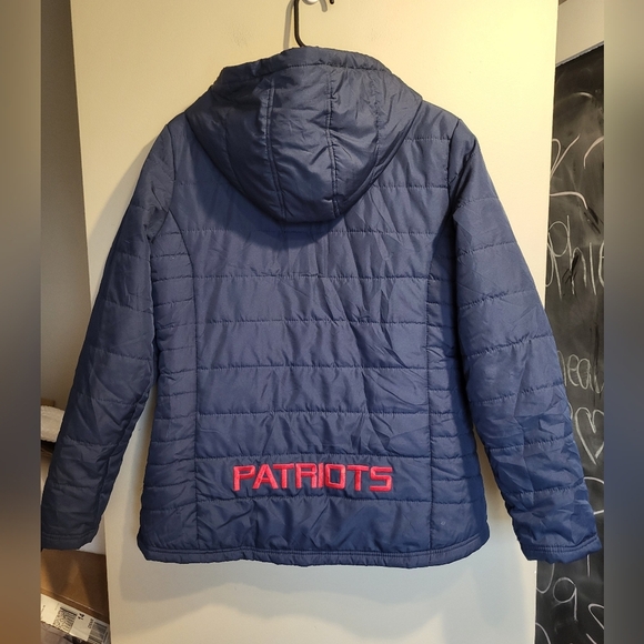 NFL Women Blue and Red Hooded Puffer Jacket, Size Large - Picture 3 of 5